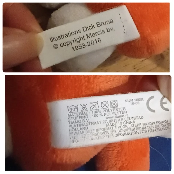 DICK BRUNA Miffy Tiamo Bunny Rabbit Lovey Baby Rattle plush stuffed animal 9in - Picture 12 of 13